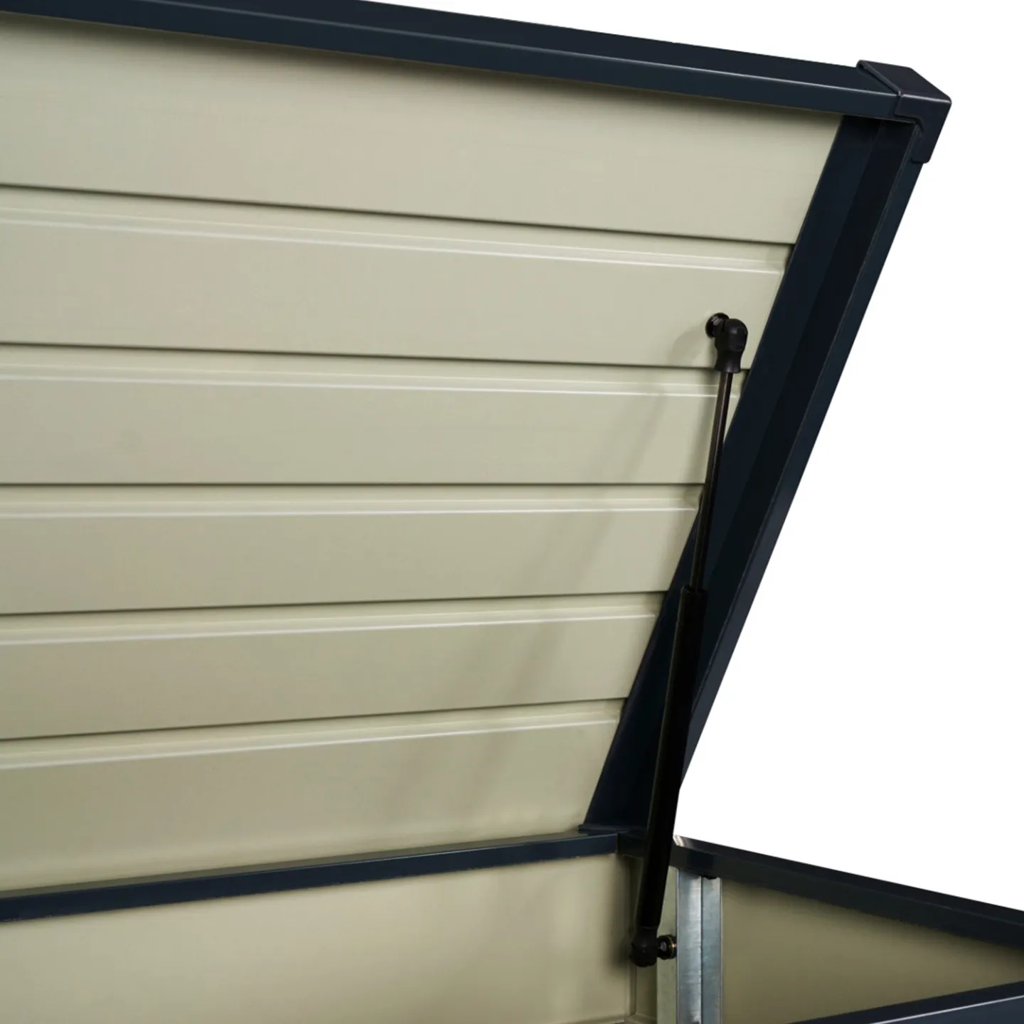 Coffre de rangement métal verrouillable gris anthracite pour jardin 200L 68x62,5x63 cm