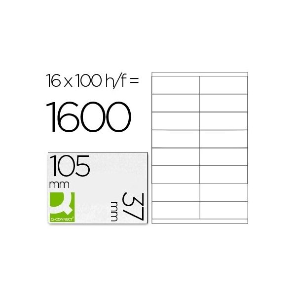 Q-Connect 100 Fls Etiquetas Adesivas 105x37cm - Caixa de 5 unidades