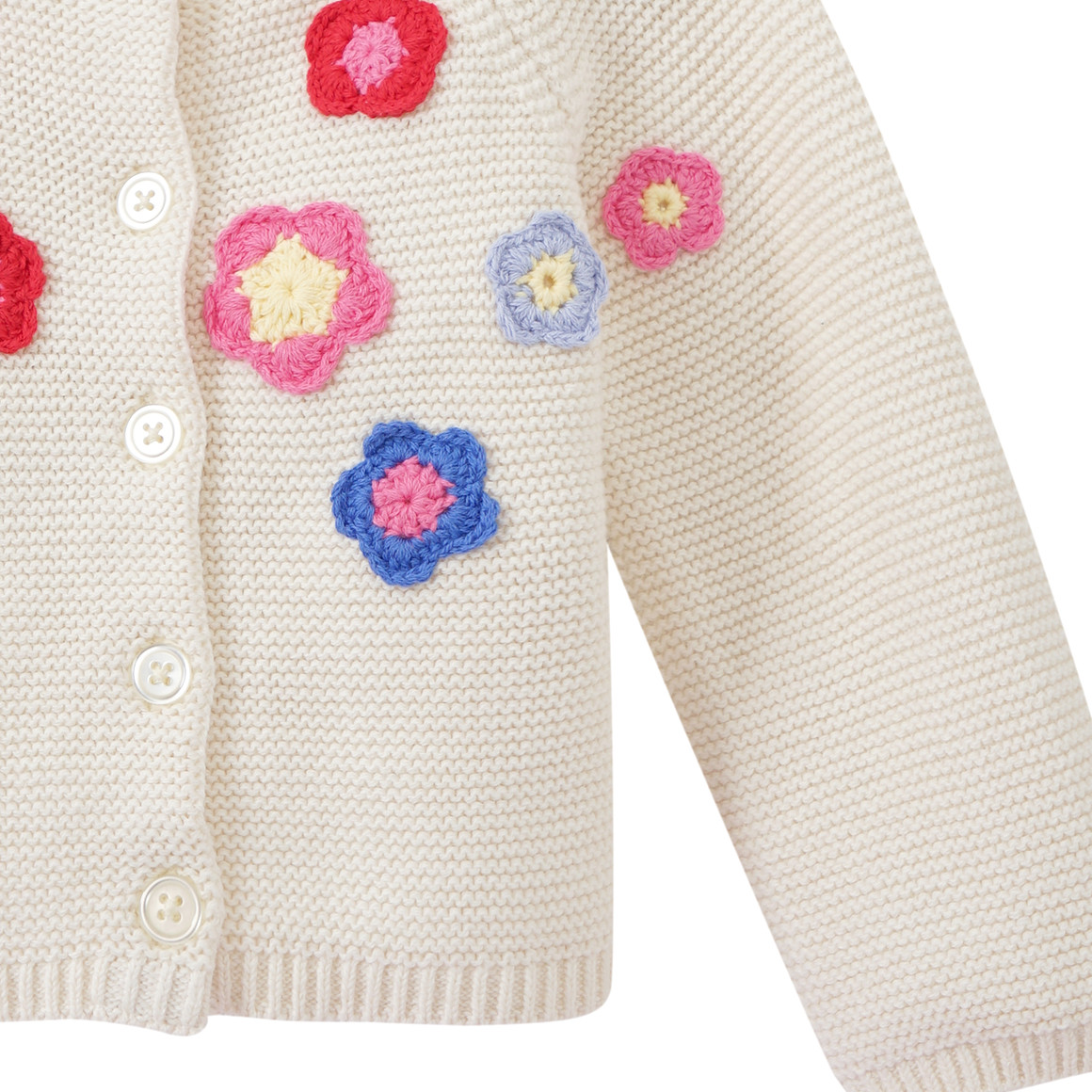 Topomini Baby Strickjacke mit Blumen-Applikation creme
