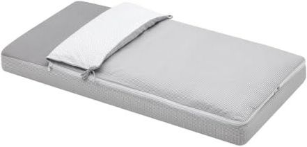 Cambrass - Kinderbedzak met ritssluiting - verstelbaar kinderbeddengoed met elastieken - afneembare babyslaapzak voor zomer en winter - Vichy10 grijs, 60 x 120 x 3 cm