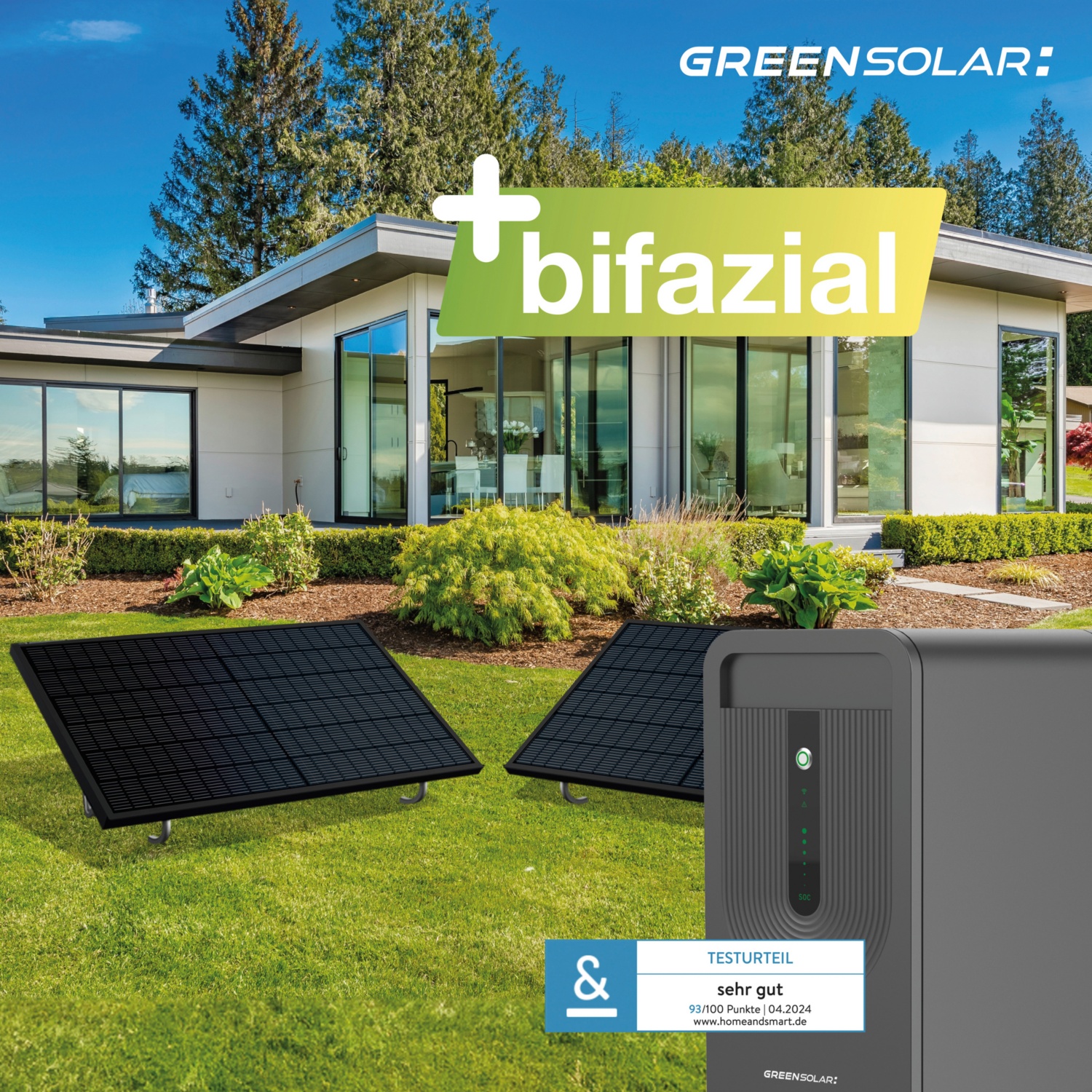 GREEN SOLAR Balkonkraftwerk 900/800 W mit Bodenhalterung