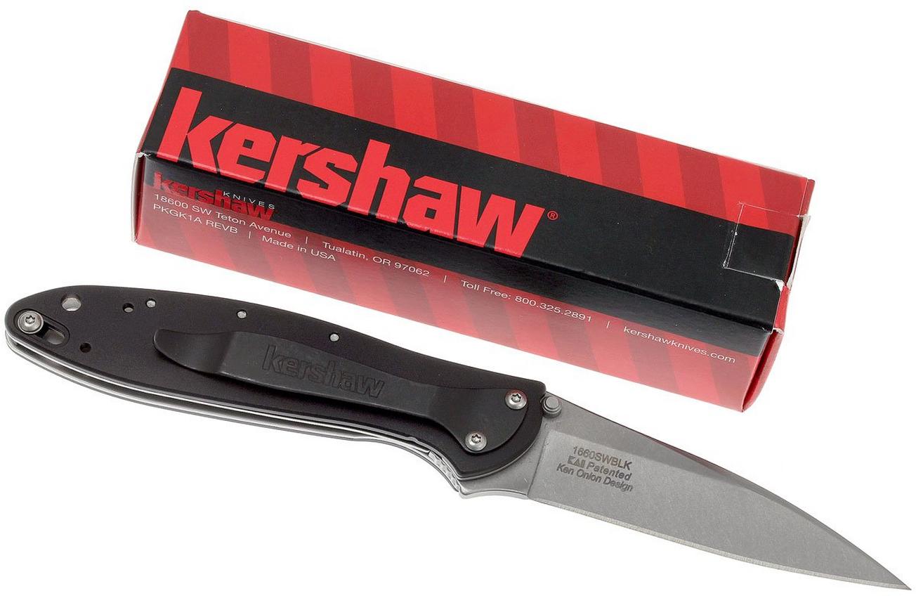 Kershaw Leek 1660SWBLK stonewashed, zwart