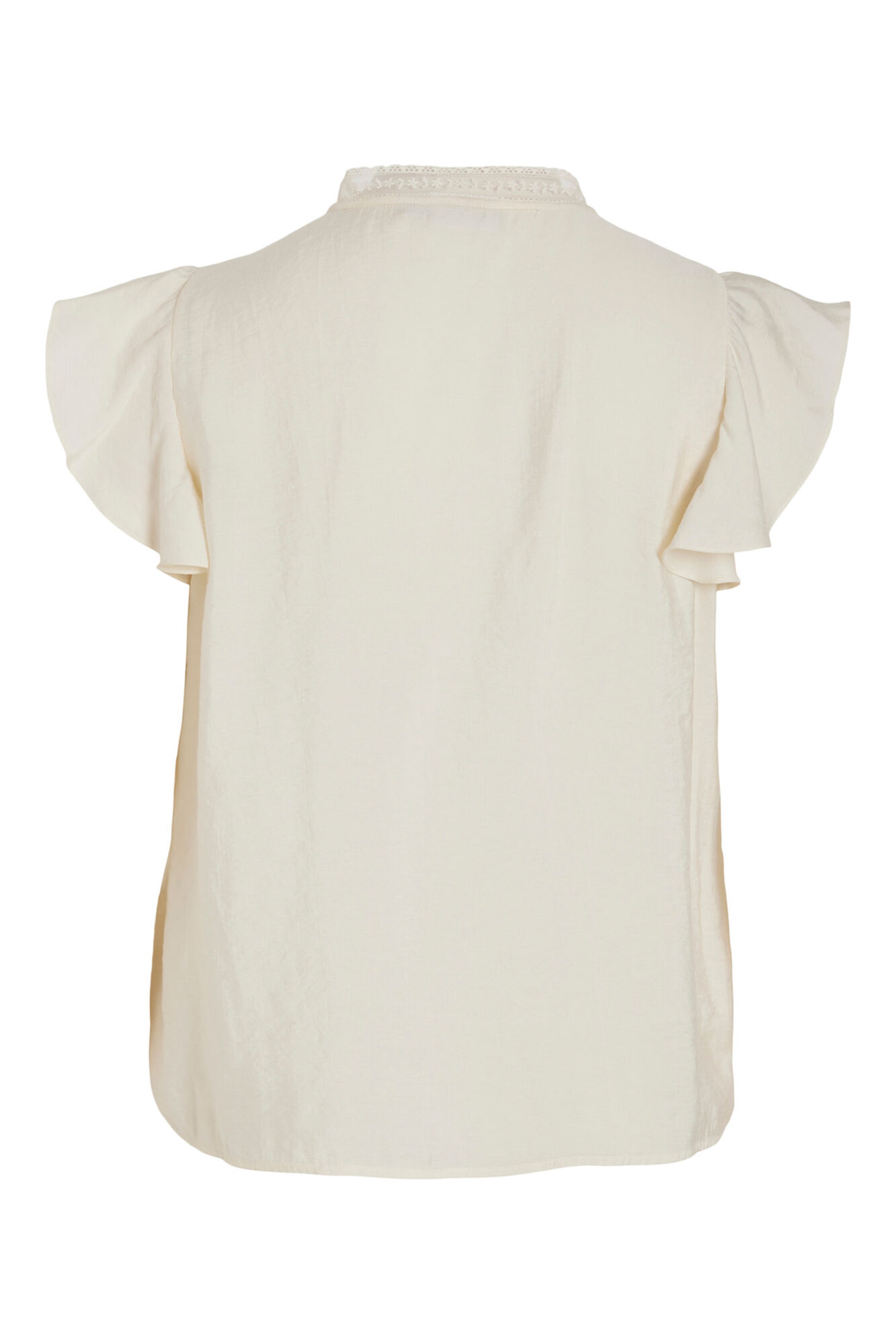 Blusa de manga curta com babados - Cinza