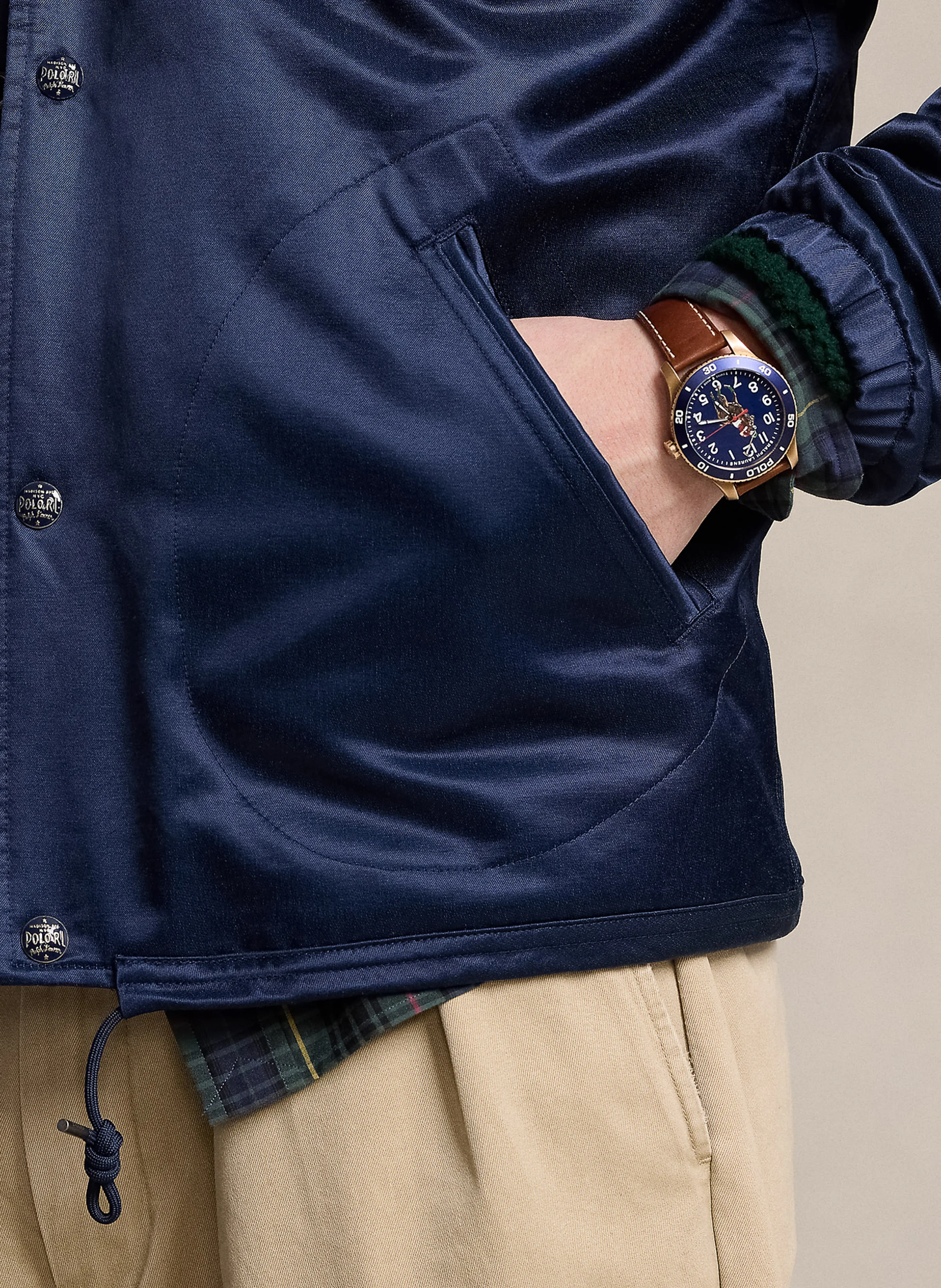 Veste droite satinée en coton mélangé | Bleu