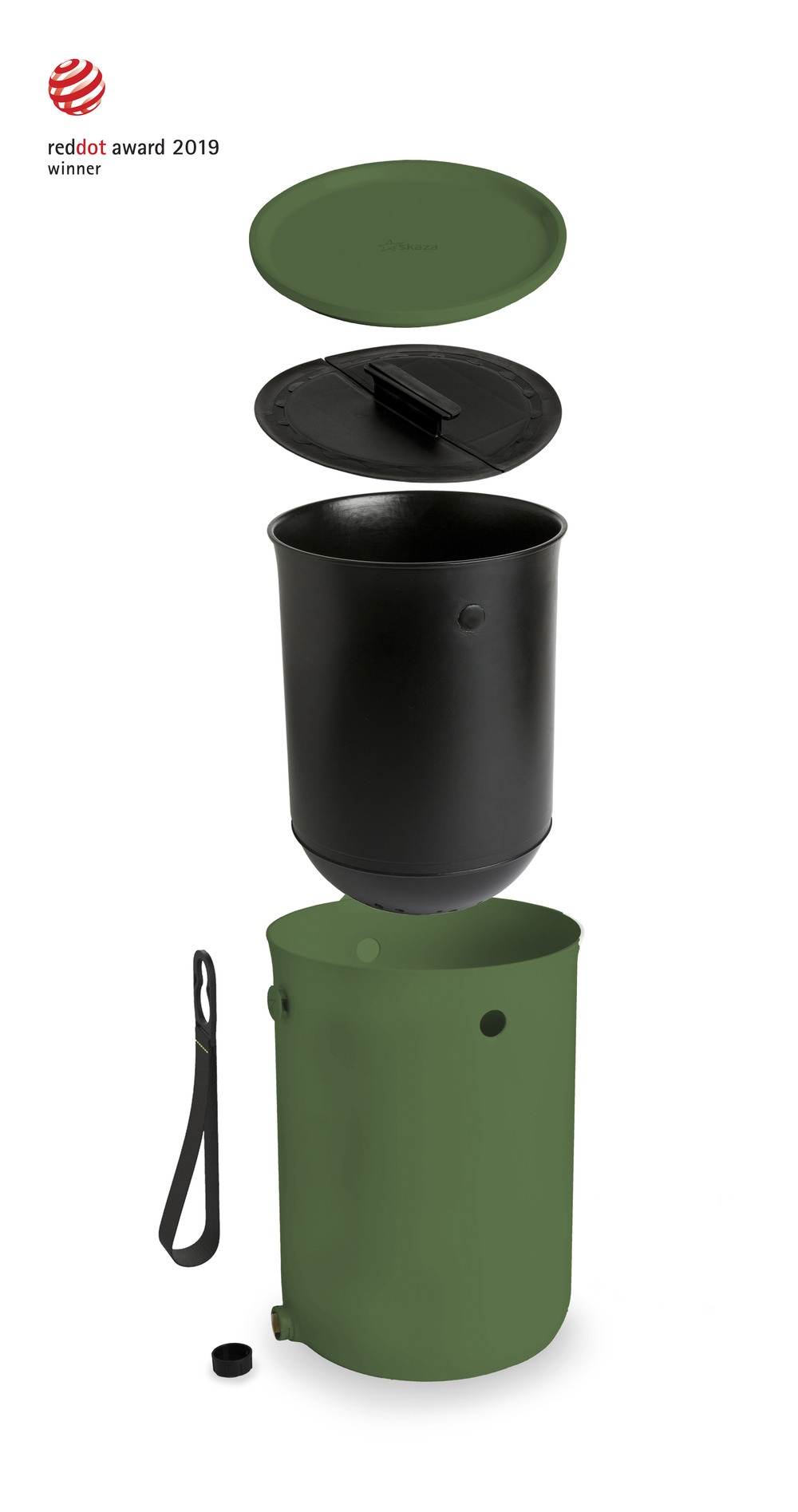 Skaza 019840007 composteurs bokashi organko 2 avec 1kg d'activateur vert-9.6l