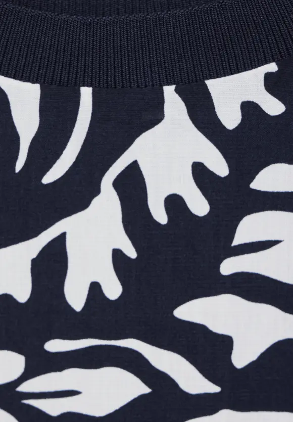 Materialmix T-Shirt - deep blue