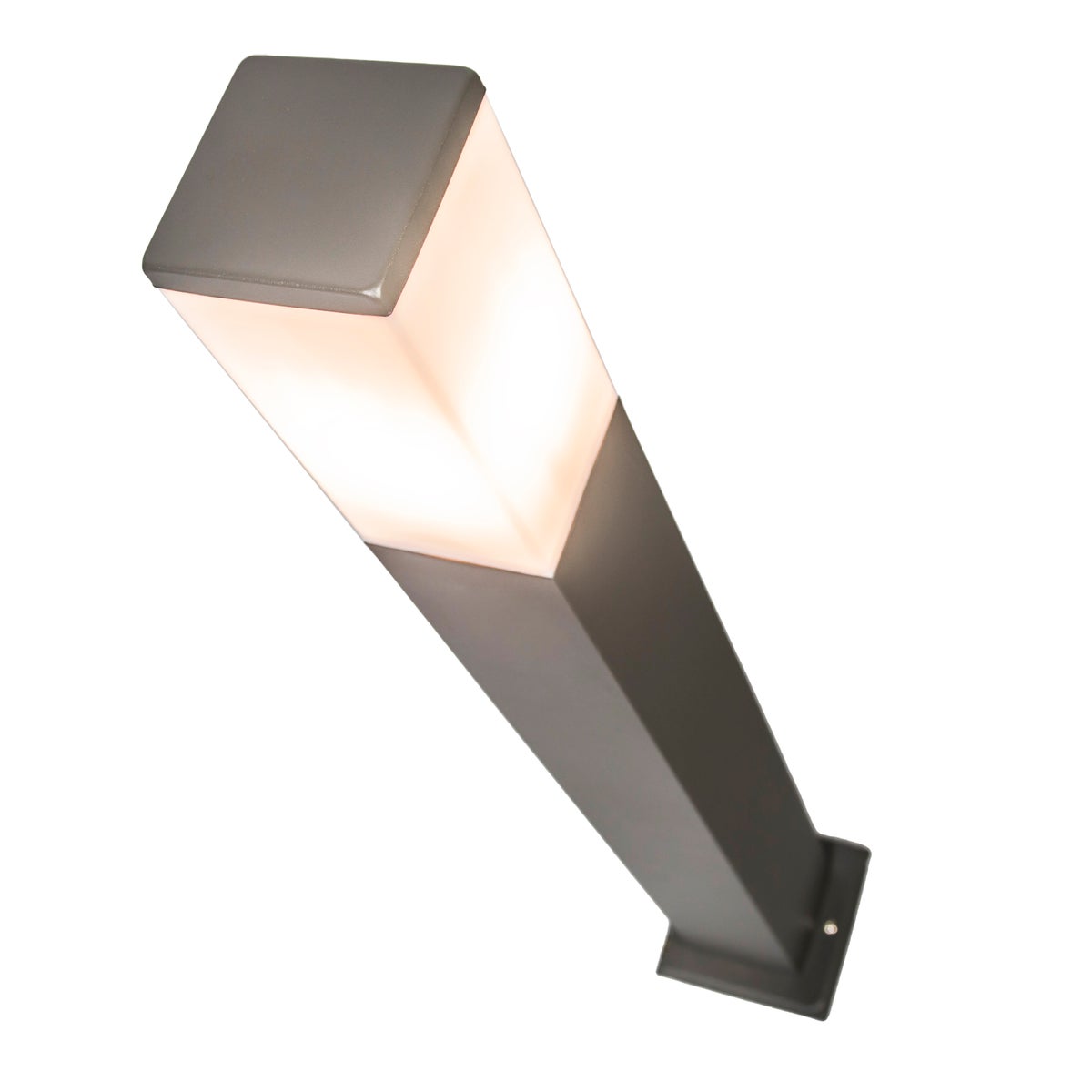 Moderne buitenlantaarnpaal, donkergrijs met opaal, 80 cm, IP44 - Malios