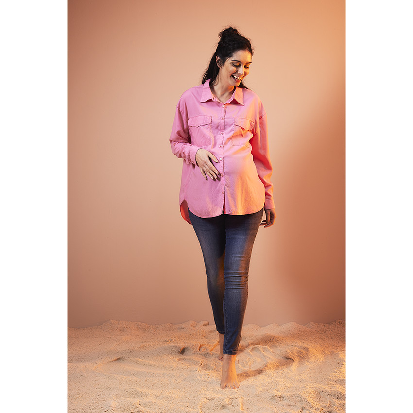 Chemise de grossesse fluide et longue en lyocell