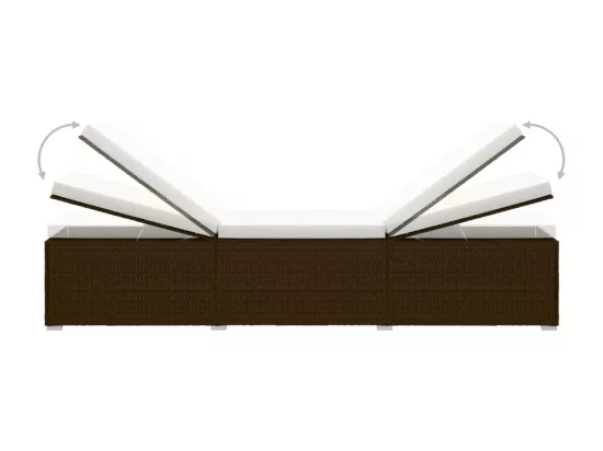 Chaise longue de jardin table à thé 3 pcs Résine tressée Marron