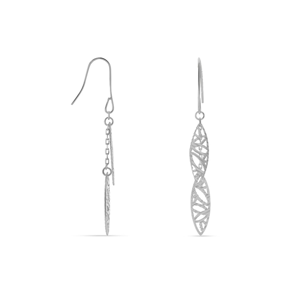 Boucles D'oreilles Pendantes Bartolomea Feuille Or Blanc