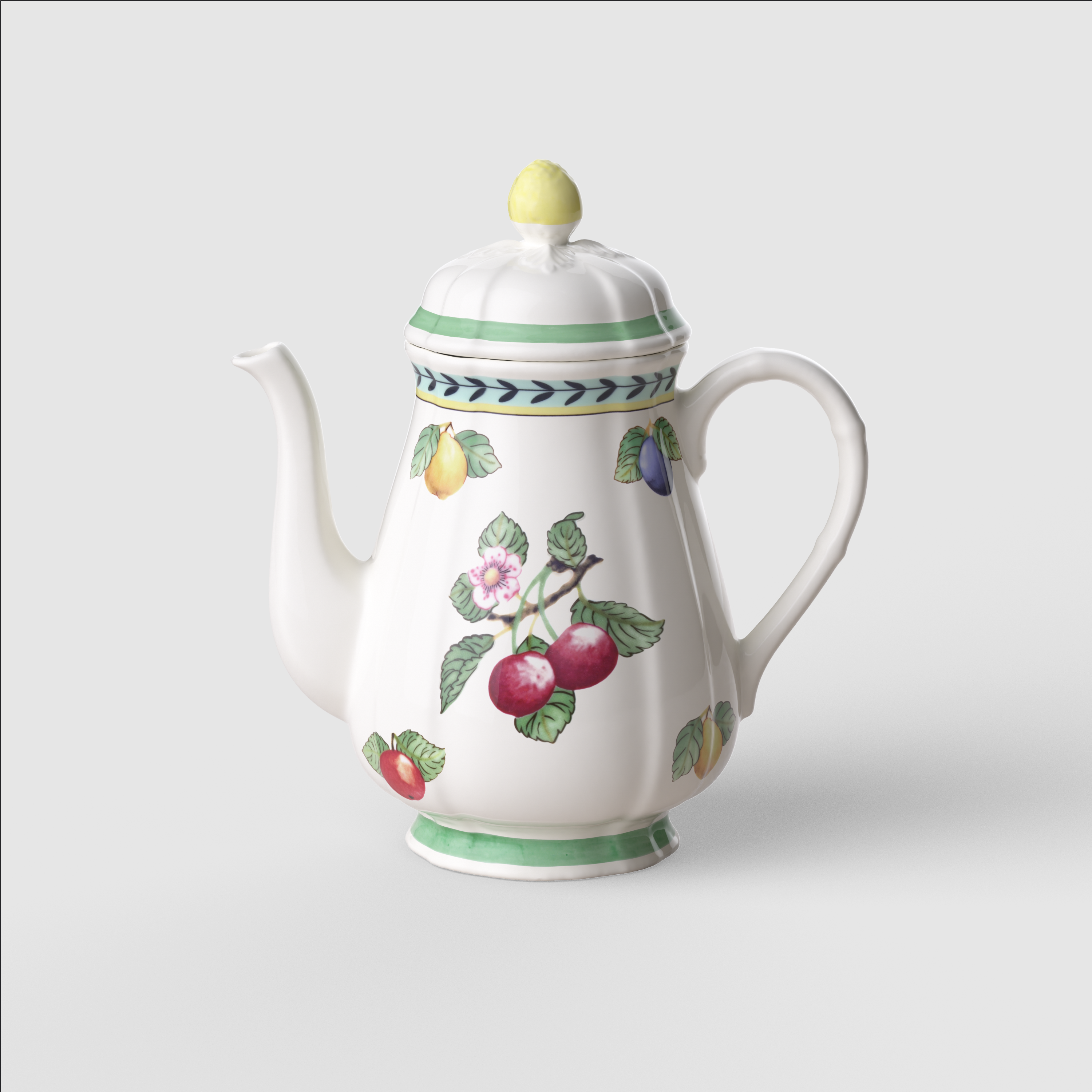 French Garden Coffee pot Multi-colored, 37.2 oz, Premium Porcelain