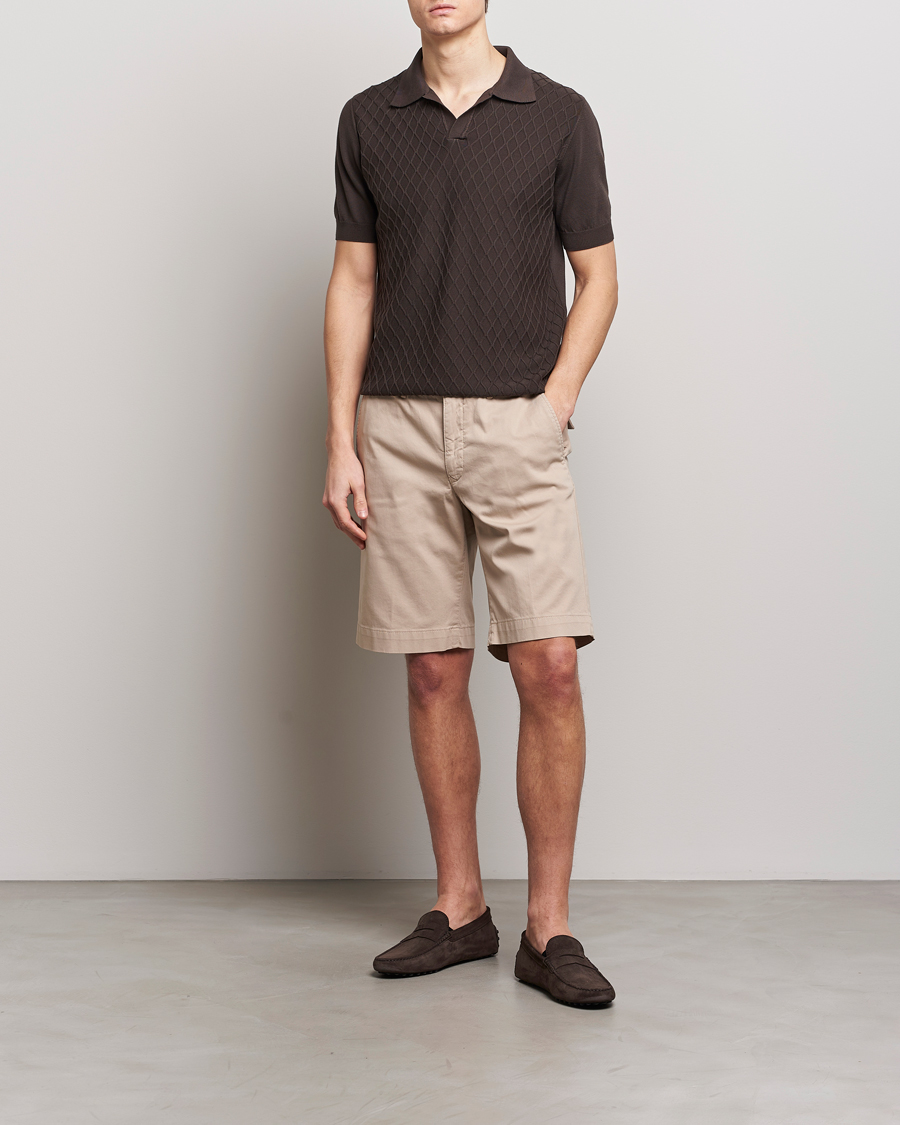 Oscar Jacobson Mirza Structured Cotton Polo Brown