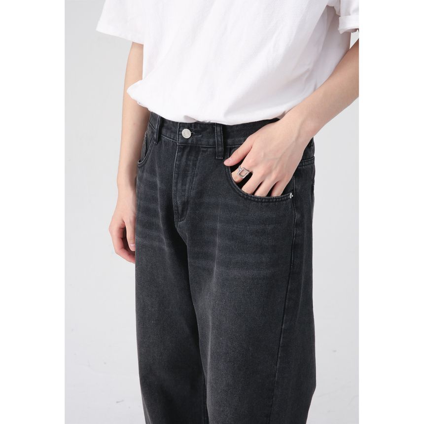 FAERIS - Mid Rise Washed Wide Leg Jeans