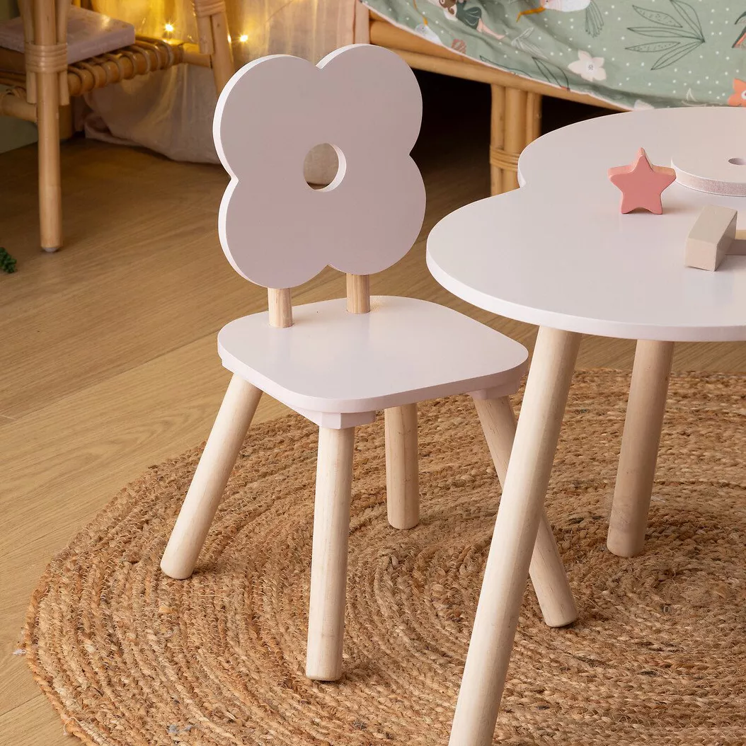 Chaise enfant bois (48 cm) Douceur Fleur Rose