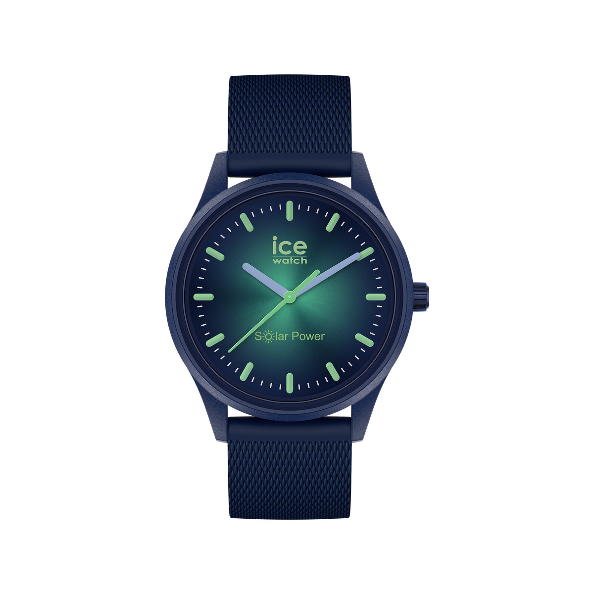 Montre Ice Watch medium mixte solaire plastique silicone bleu