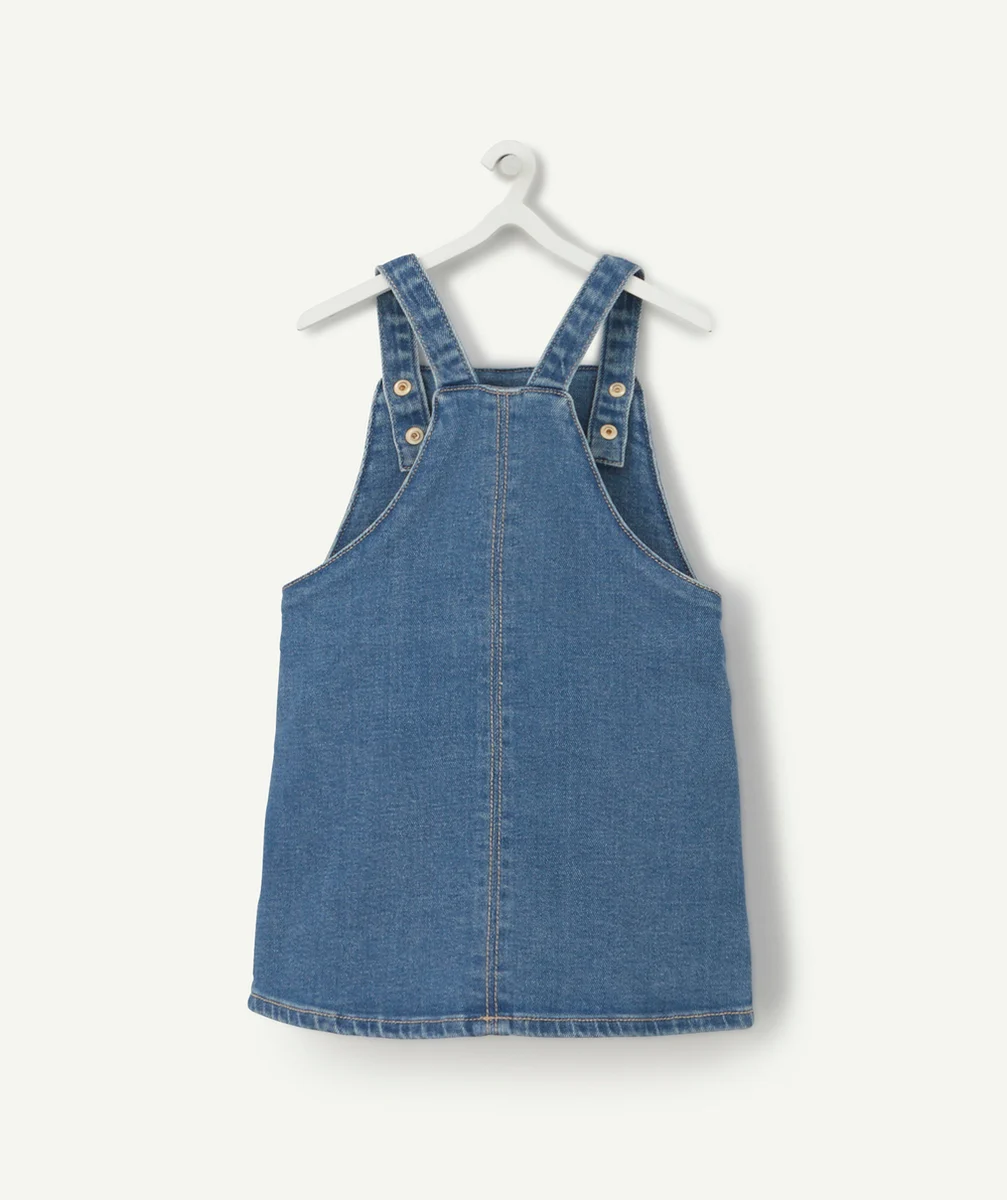 ROBE SALOPETTE BÉBÉ FILLE EN DENIM BLEU LOW IMPACT