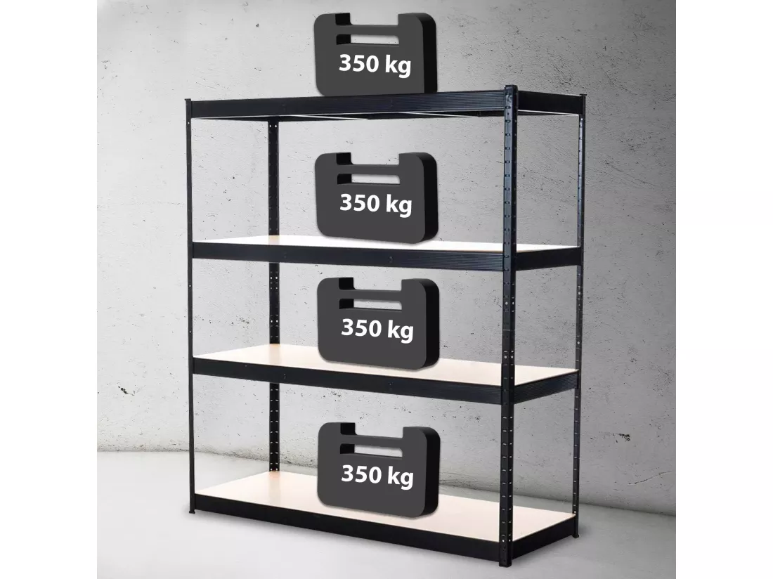 Étagère enfichable - Métal - 160 x 60 x 180cm - Noir -