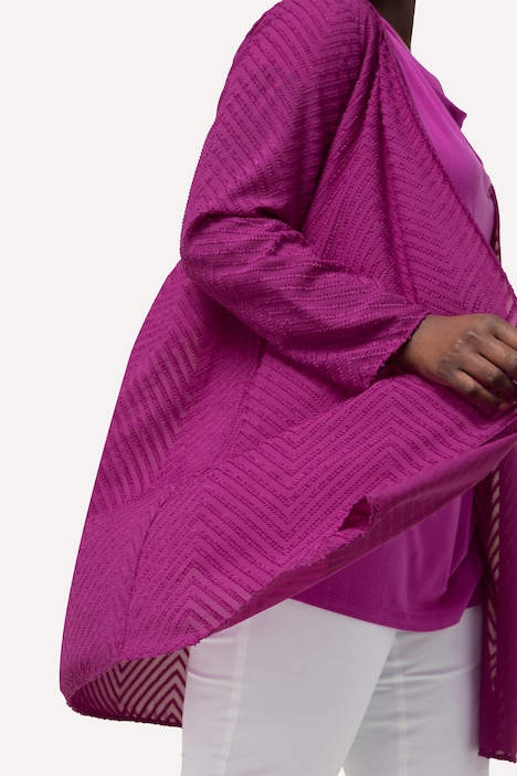 Indoorjacke, 3D-Zackenmuster, A-Linie, V-Ausschnitt