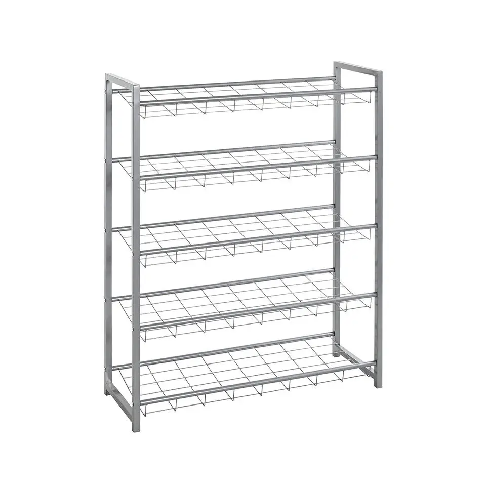 Haku Schoenenrek met 5 planken - Metalen frame - Aluminiumkleur