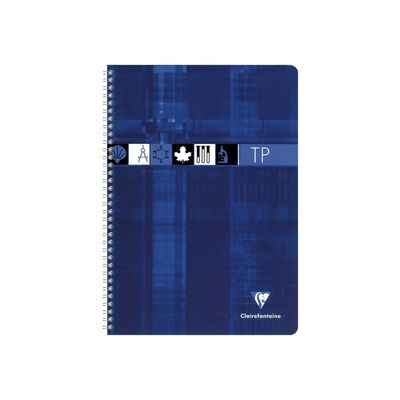 Clairefontaine - Cahier spiralé de travaux pratiques (TP) - A4 (21x29,7 cm) - 80 pages - grands carreaux (Seyes)/uni - disponible dans différentes couleurs