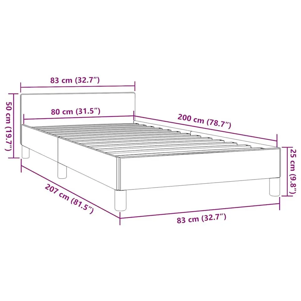 vidaXL - Bed frame met hoofdeinde excl. matras - Wit - 80x200 cm