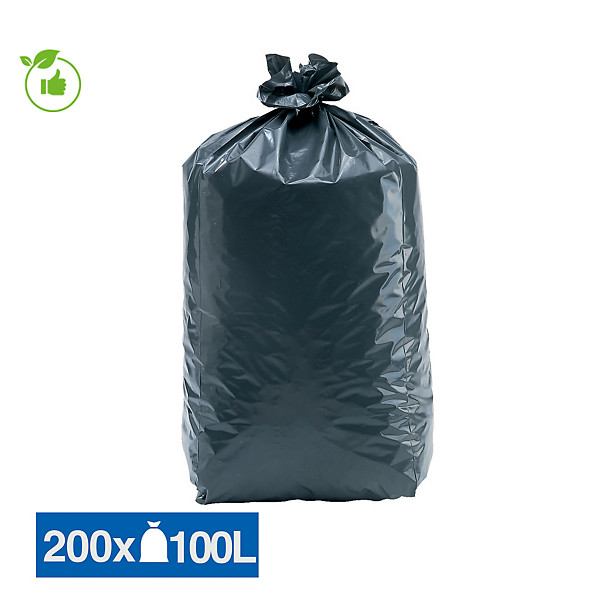 Sacs poubelle déchets lourds Tradition qualité épaisse gris 100 L, lot de 200