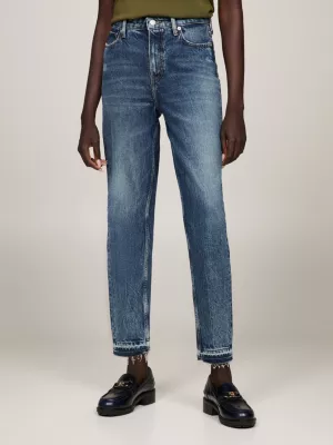 Calça jeans Gramercy de cintura alta, corte afunilado e barra desfiada.