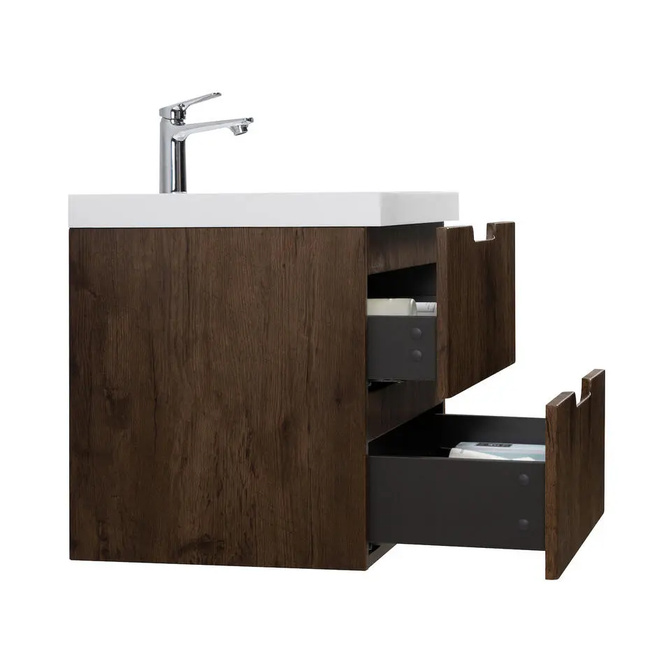 Badplaats Badkamermeubel Set Thermis 60cm - Walnoot Bruin - Badmeubel met