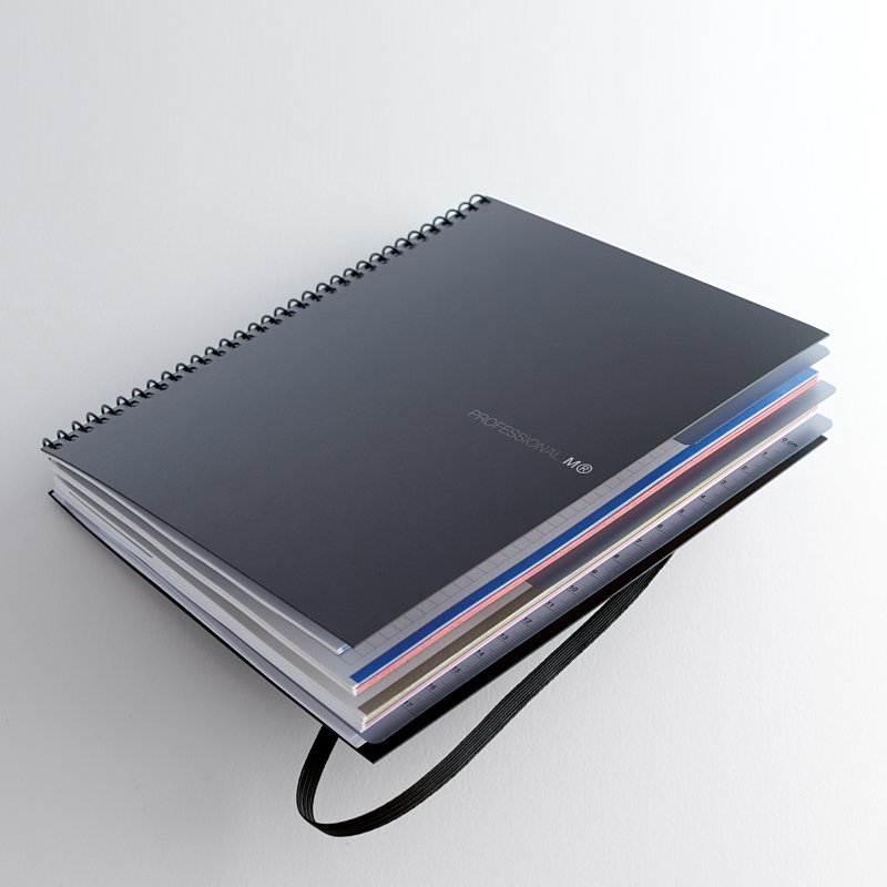Notebook The Original, Couverture souple, A4, quadrillage 5x5 mm + Lisse, 120 feuilles de 2 couleurs, Miquelrius, Noir, Professionnel.