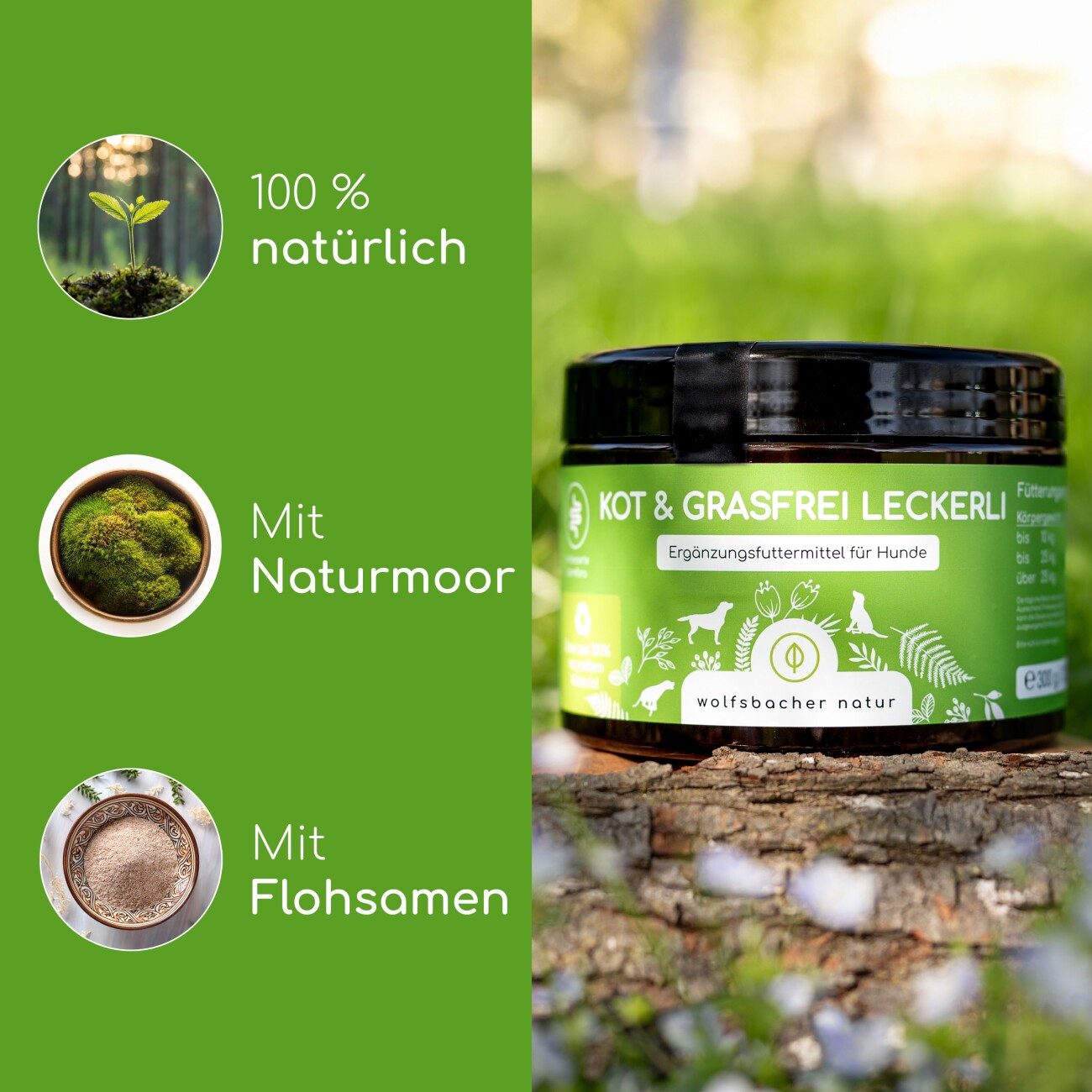 Wolfsbacher Natur Kot & Grasfrei Leckerli 4x
