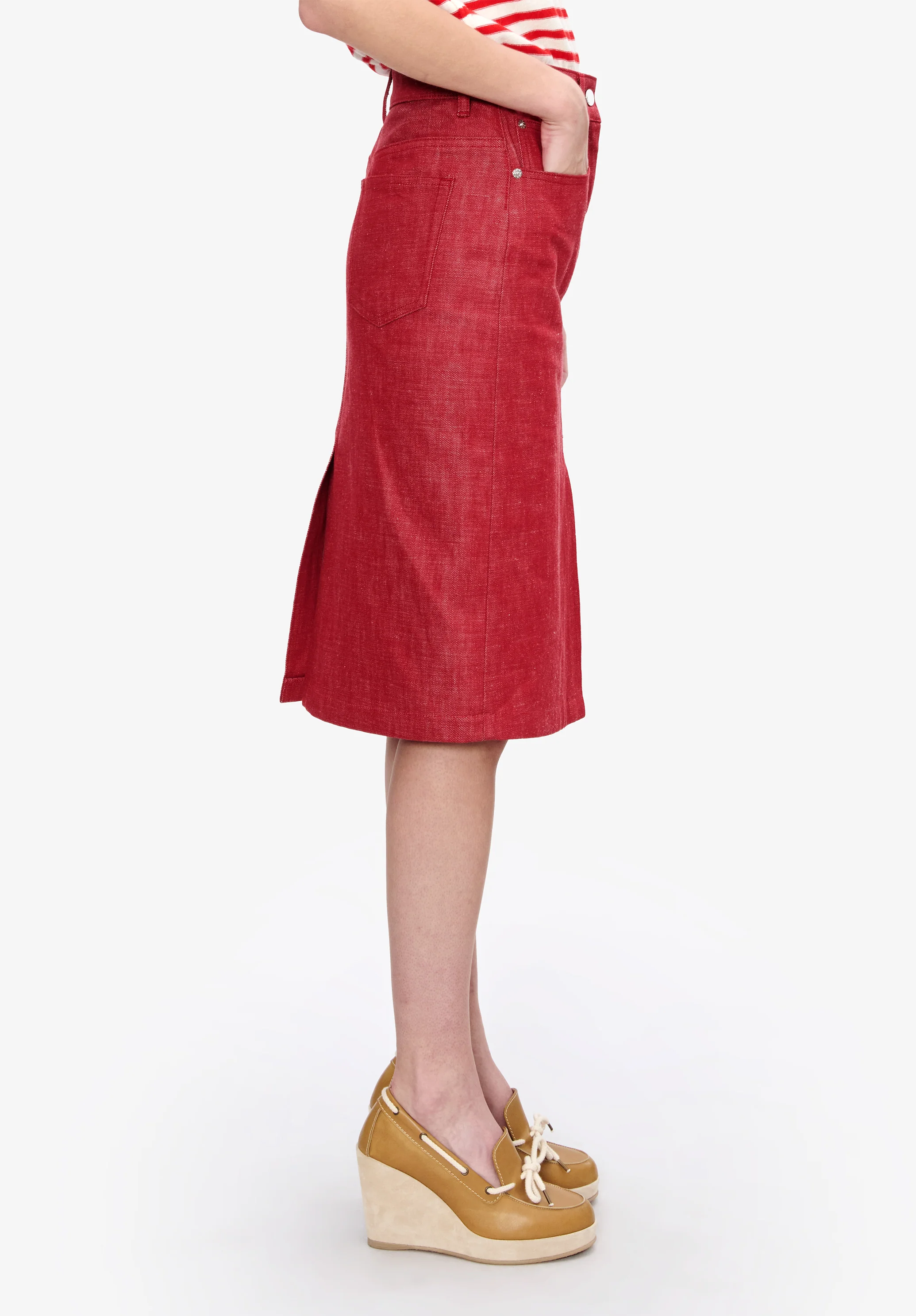 Jupe rouge en denim japonais - Rouge