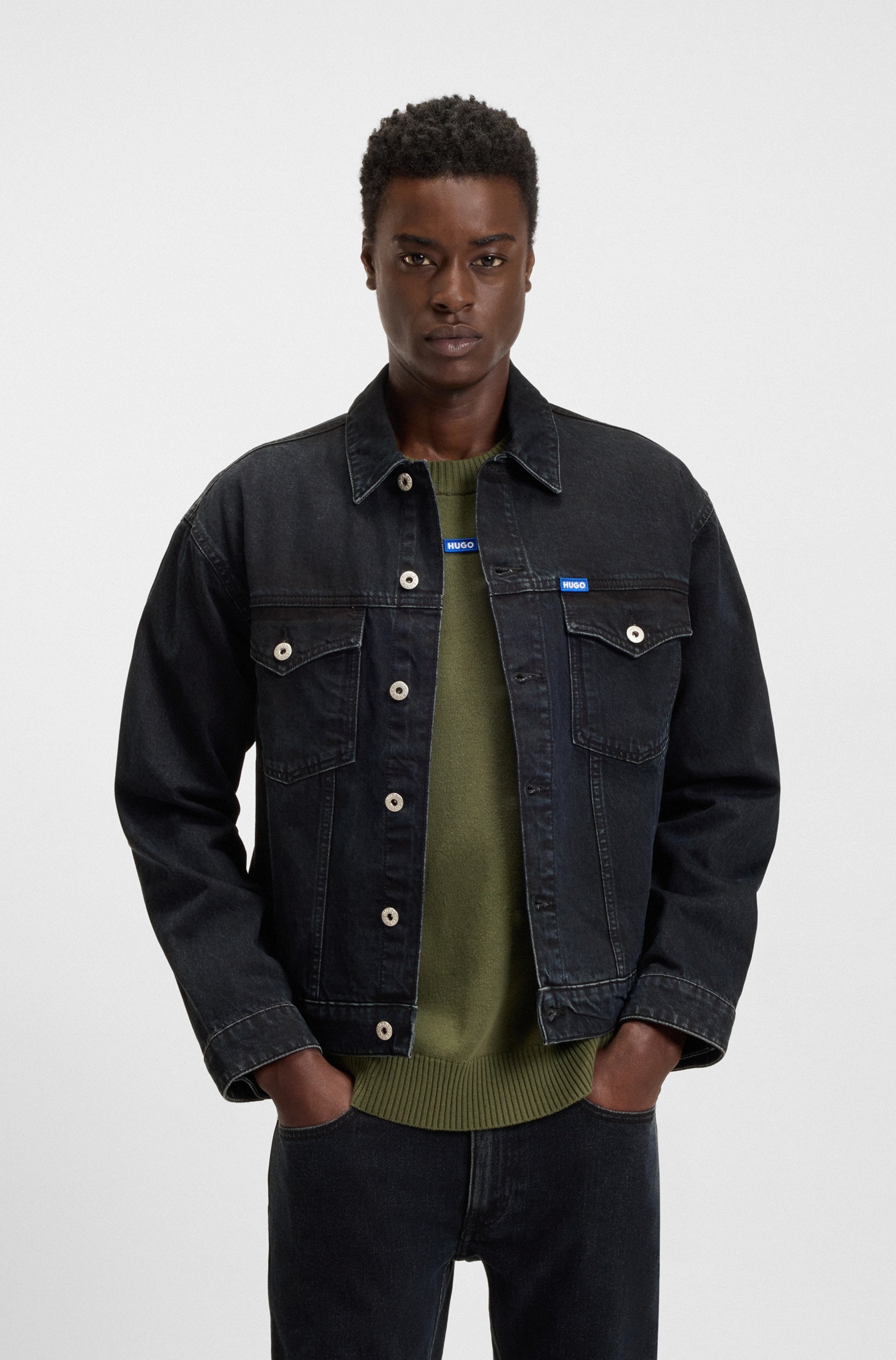 HUGO Blue Jeansjacke »Dex« mit Logo-Details