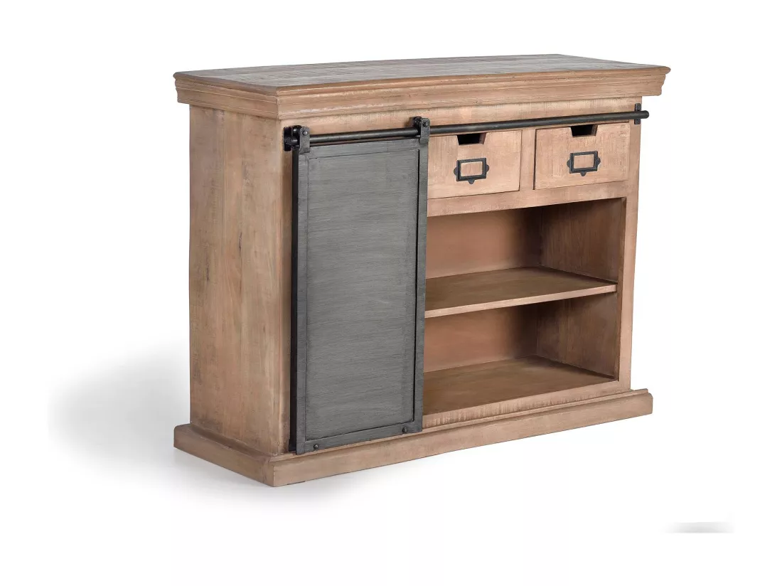 Buffet en manguier et métal finition naturelle Marrón.Giner y Colomer.85x40x115