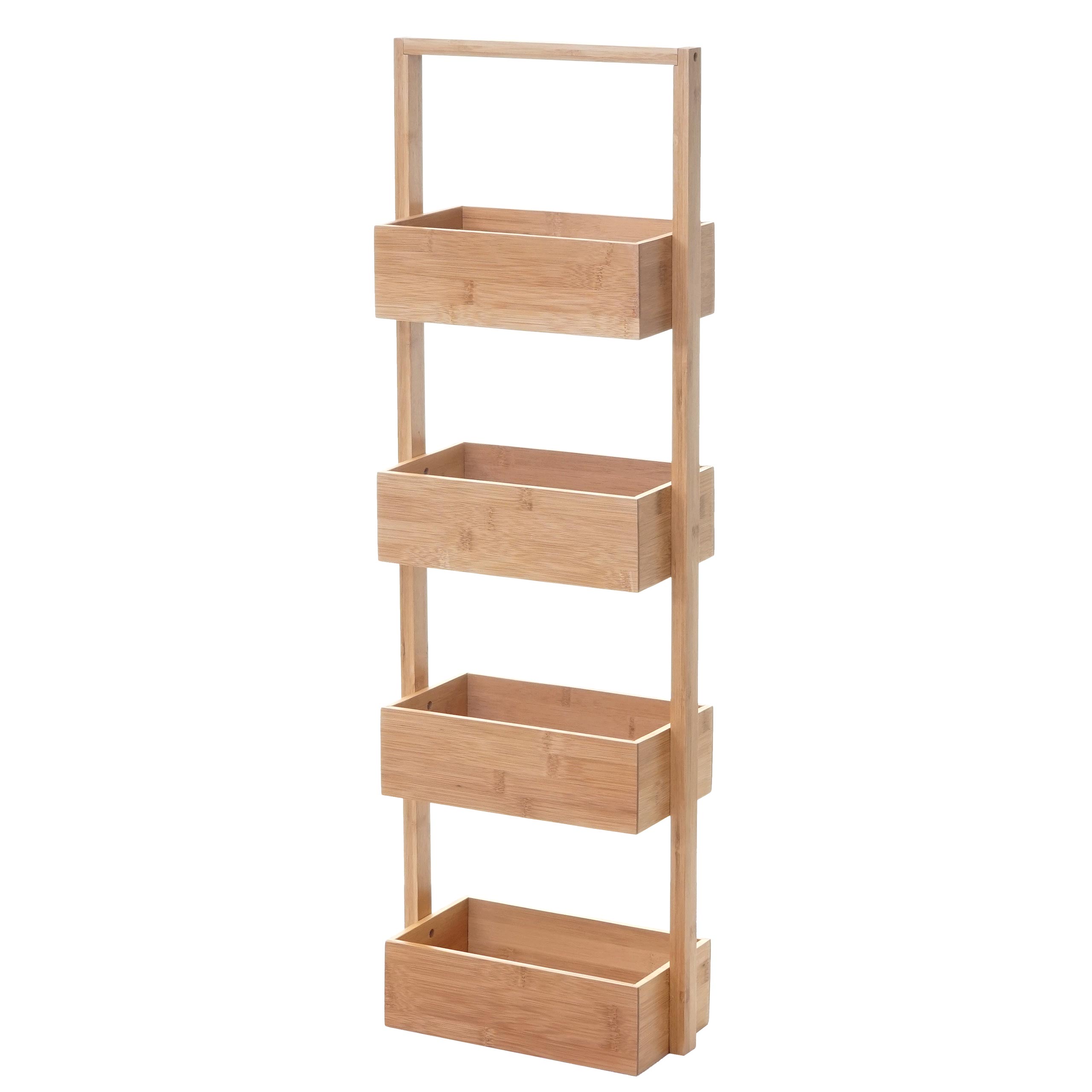 Regal MCW-B78, Standregal Badregal Ablageregal Wohnregal mit 4 Körben, Bambus 88x28x15cm