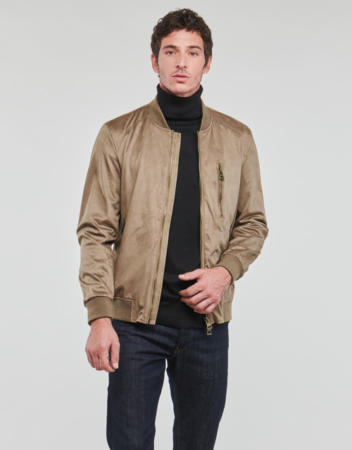 Guess - FAUX SUEDE HOODED BOMBER Beige