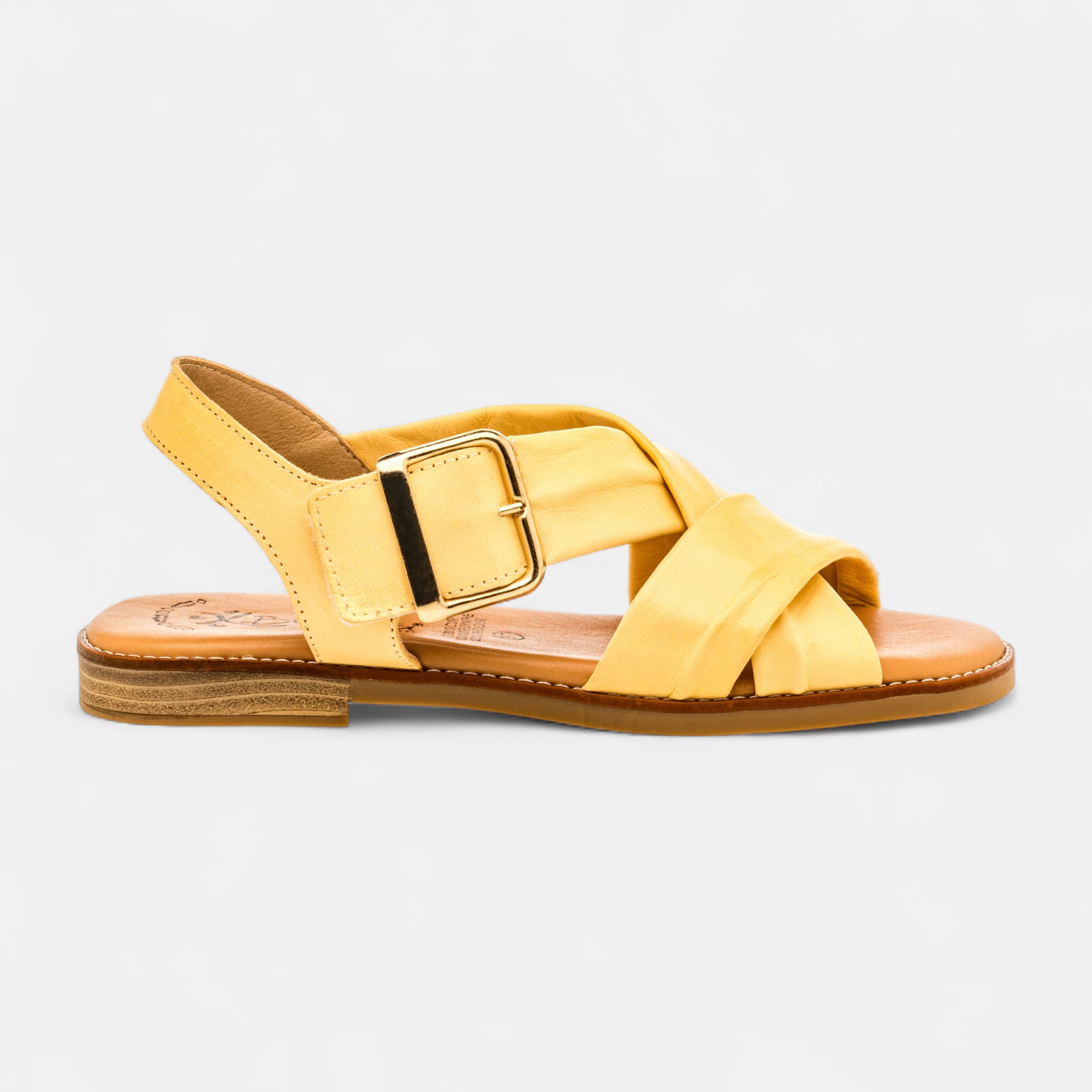 Nu-pieds Femme en cuir jaune