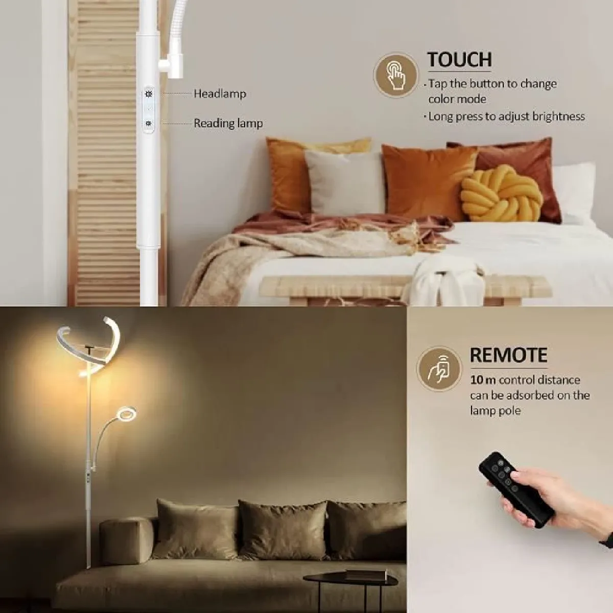 FIMEI Lampadaire LED Blanc