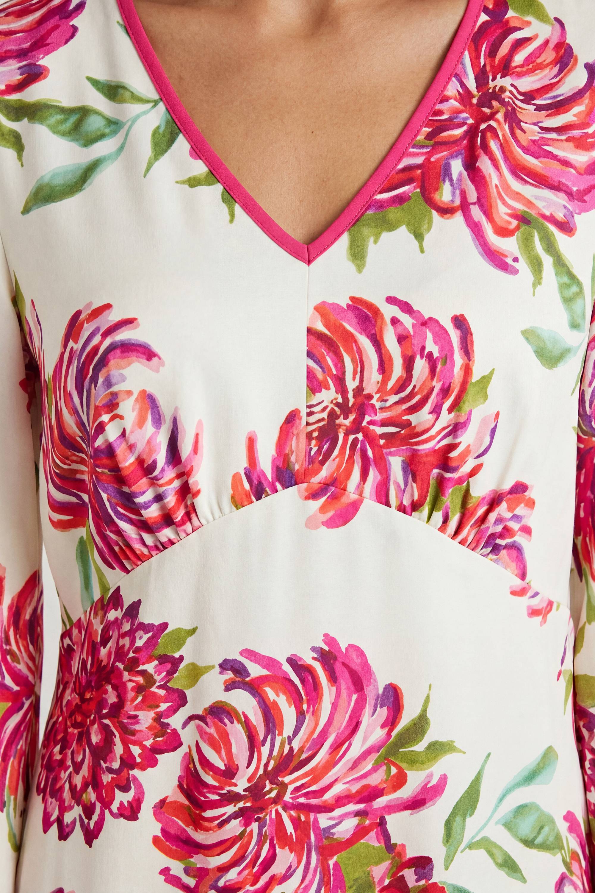 Wallis Robe Midi En Satin À Imprimé Floral Contrasté
