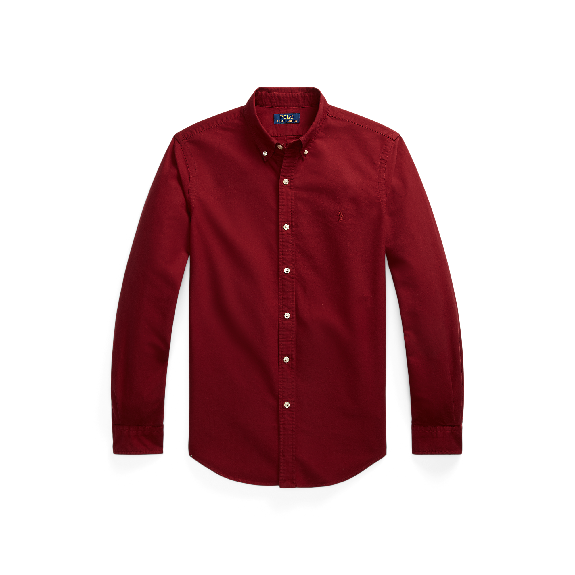 Chemise col boutonné slim fit en coton | Rouge