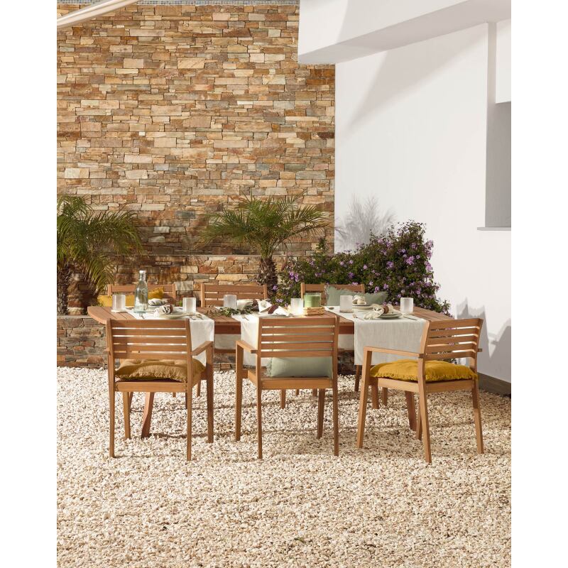Table d'extérieur extensible Hanzel - bois massif d'eucalyptus L 183 (240) x P 100 cm