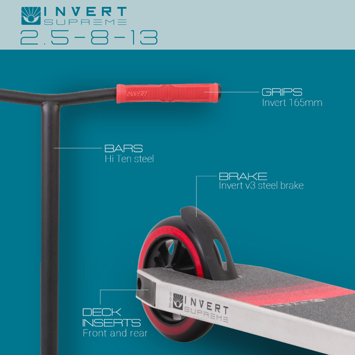 Patinete Invert Supreme Intermediário para Manobras, para Crianças de 8 a 13 Anos