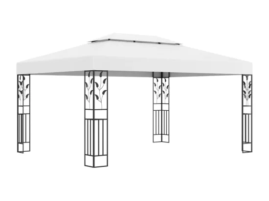 Tonnelle avec double toit et lumières LED 3x4 m Blanc