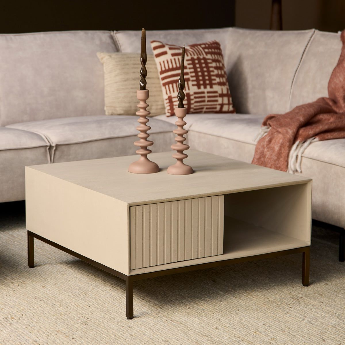 StarFurn - Salontafel Vierkant Zandkleur Hout - 80x80x40cm - Madison