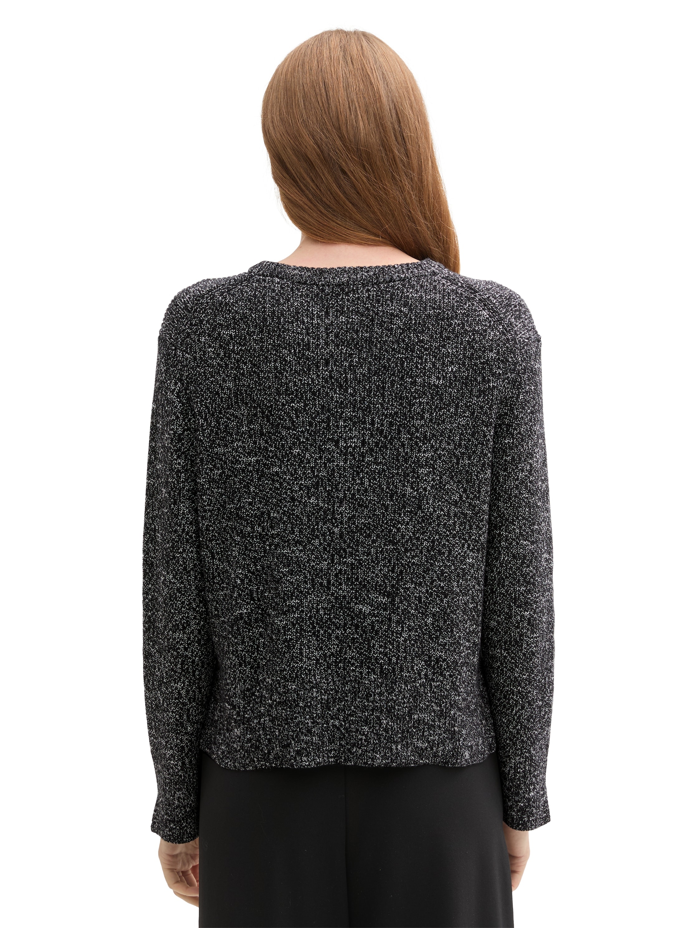 TOM TAILOR V-Ausschnitt-Pullover mit kleinen Schlitzen an Ärmeln und Saum