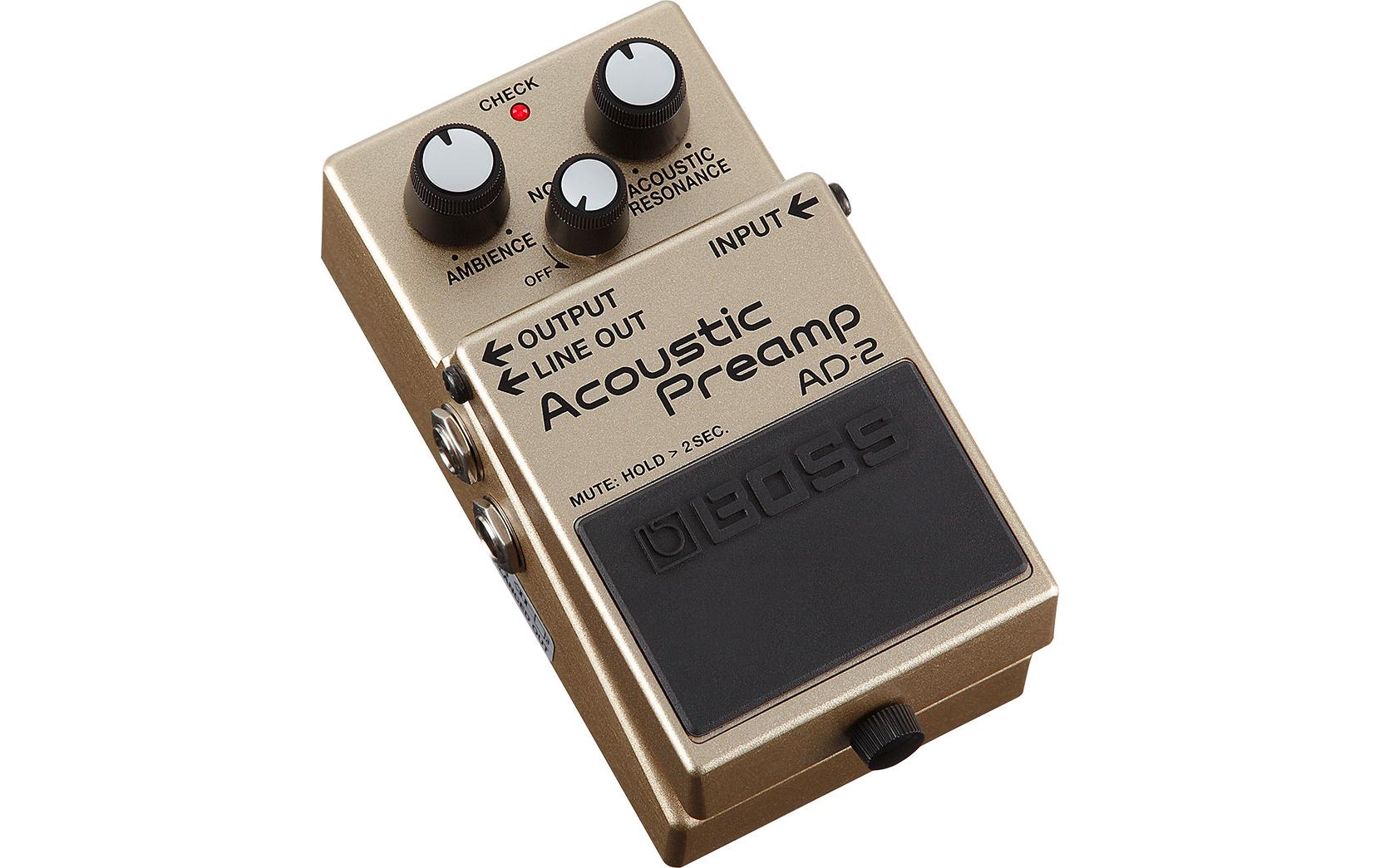 Pedal AD-2<br>Akustik-Preamp und DI-Box Pedal für natürlichen Akustikgitarrenklang