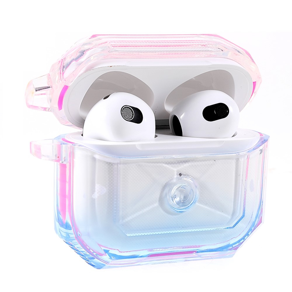 AirPods (3. Generation) Gummi Schutzhülle Air Cushion Fallschutz mit Farbverlauf   Trageschlaufe - Transparent / Rosa