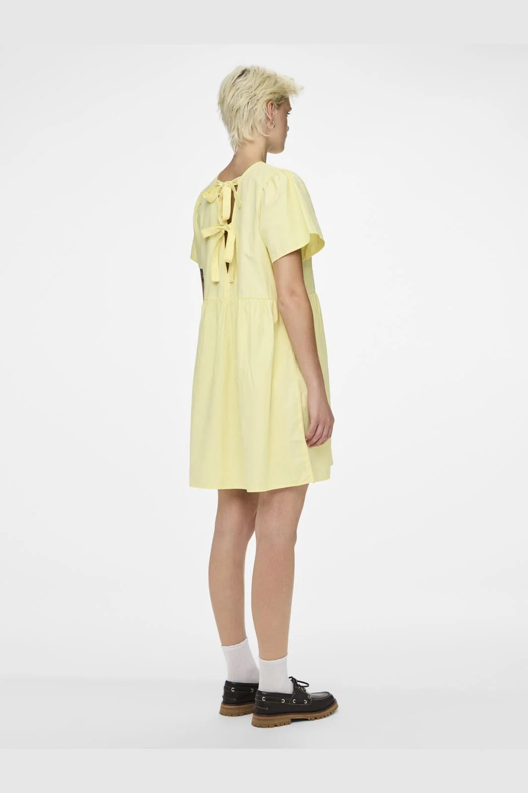 Pieces Pcula Ss O-Neck Reversible Bow Dress 4704159 mellow yellow