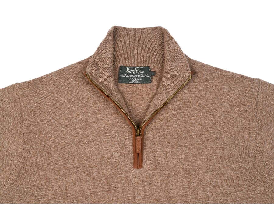 Pull laine col zippé Marron Chiné - KEITHY