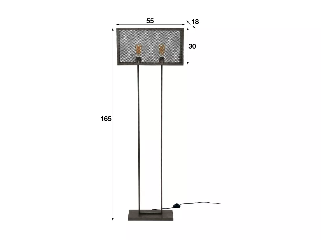 Lampadaire industriel grillagé forme rectangle RALF