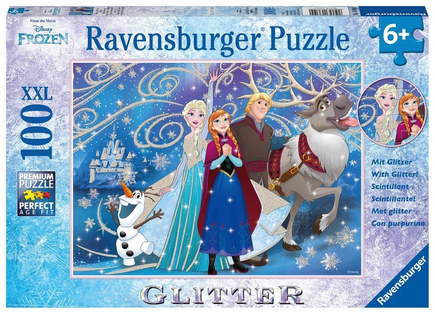 Ravensburger Kinderpuzzle - 13610 Frozen - Glitzernder Schnee -  Frozen Puzzle für Kinder ab 6 Jahren, mit 100 Teilen im XXL-Format, mit Glitzer
